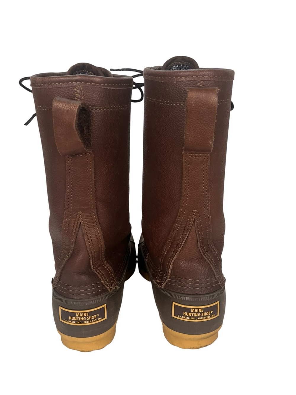 LL Bean Maine Hunting Boots Womens 7 Lace Up Gortex Lined Leather Rubber Classic - Picture 4 of 12